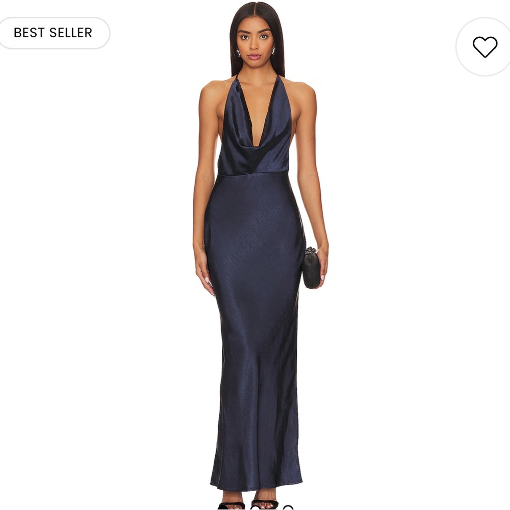 Runaway the Label Maxi Navy Halter Dress